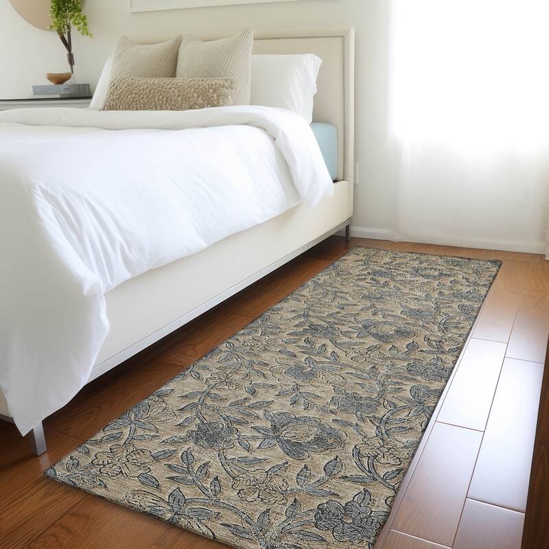 Machine Washable Indoor/ Outdoor Chantille Floral Rug