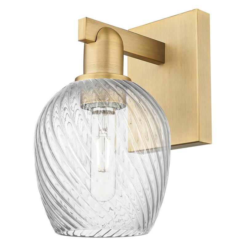 Innovations Lighting 716-1W-12-6 Salina Sconce Salina 12" Tall Wall - Brushed Brass / Clear Spiral Fluted