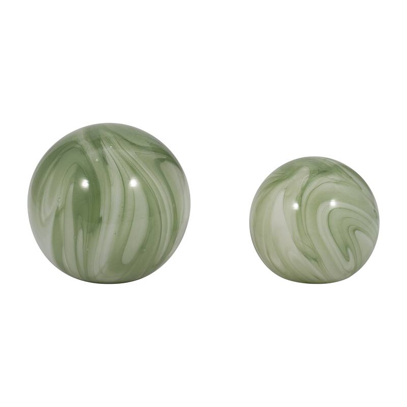 Sagebrook Home 5/6" Glass Orbs - A Timeless Addition to Home Decor Essentials, Set of 2 - 6" x 6" x 6"
