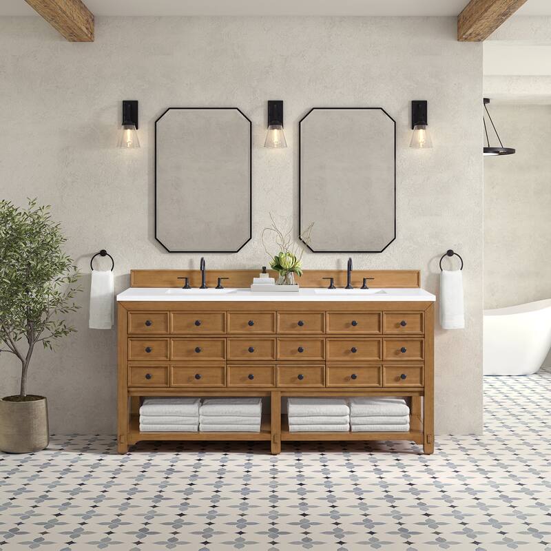 Malibu 72" Double Vanity Cabinet, Amber Birch
