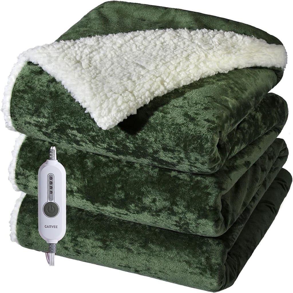 Fast-Heating Electric Blanket, 4 Heat Levels, 4-Hour Auto Shutoff, Green