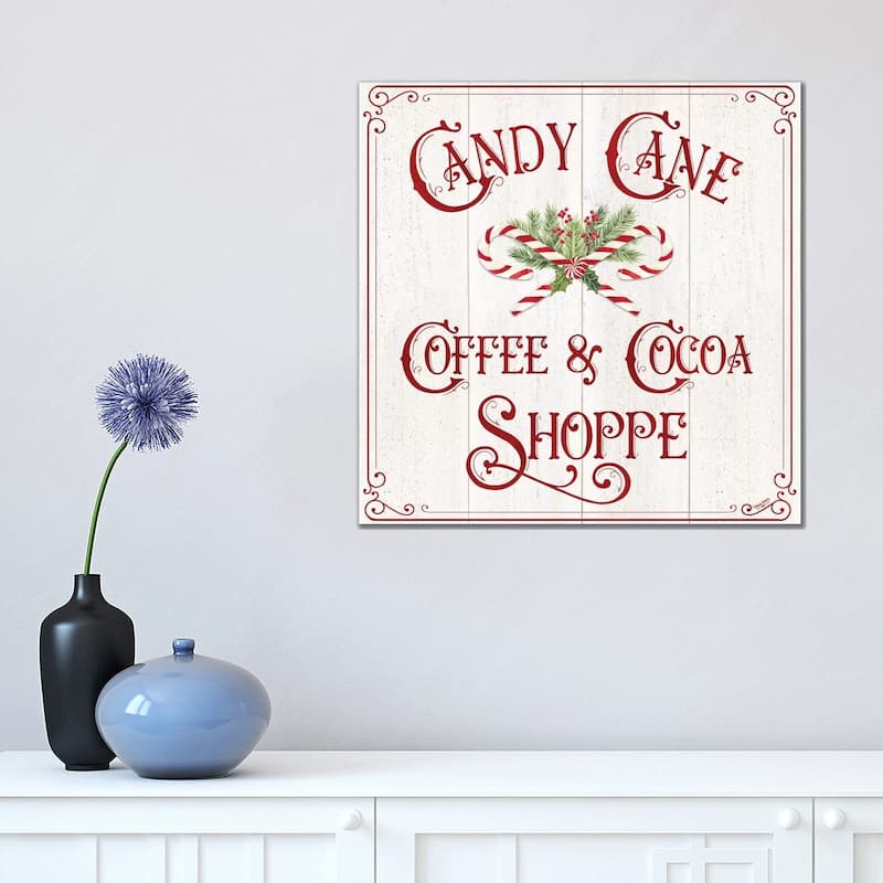 iCanvas "Vintage Christmas Signs I-Candy Cane Coffee" by Tara Reed Canvas Print - 18x18x1.5