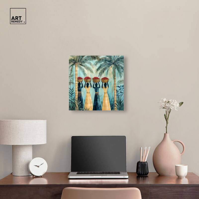 Walk Under Palms Canvas by Art Remedy, Gallery Wrapped