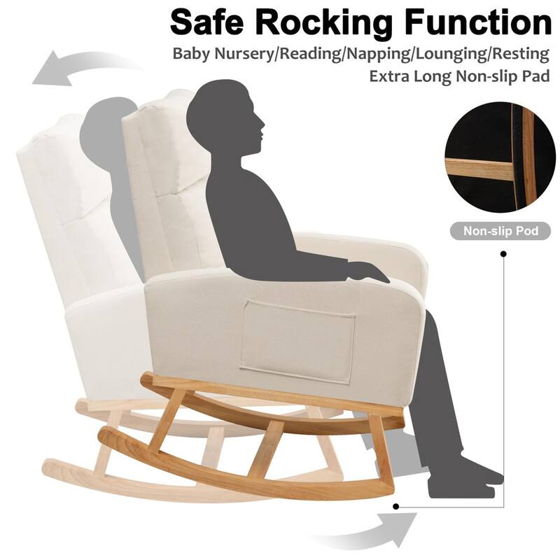HOMYKA 28" Wide Rocking Chair for Nursery with Solid Wood Leg