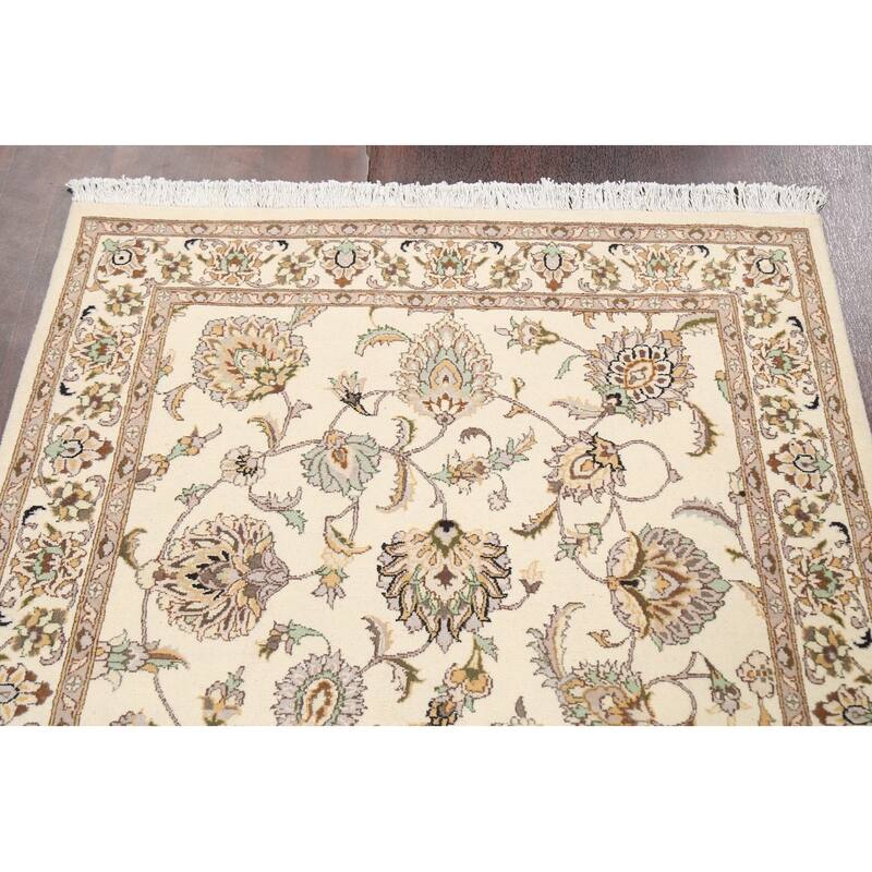 Floral Vegetable Dye Tabriz Oriental Area Rug Wool Hand-knotted Carpet - 4'0" x 6'4"
