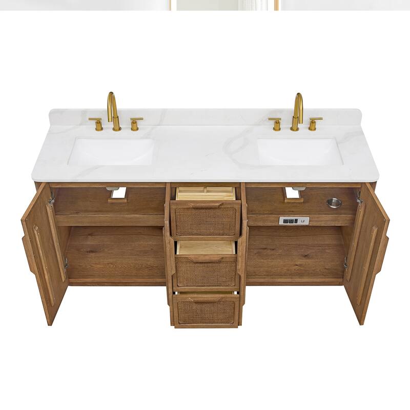 Busan Bath Vanity with White Quartz Stone Top without Mirror