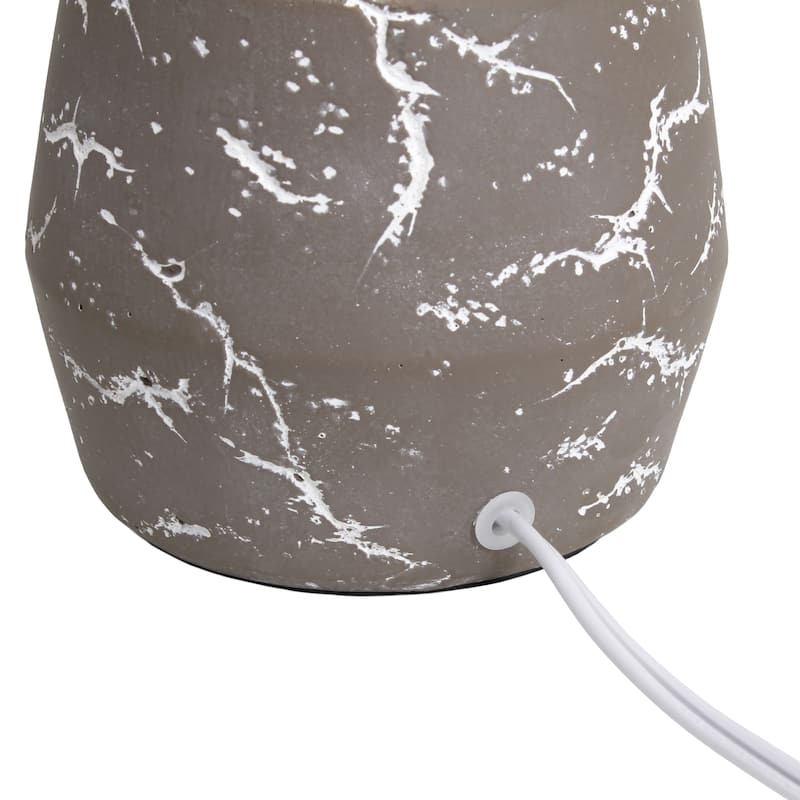 Modern Ceramic Table Lamp with Fabric Drum Shade Compact Marble Inspired Design - 7.09” x 7.09” x 13.30”