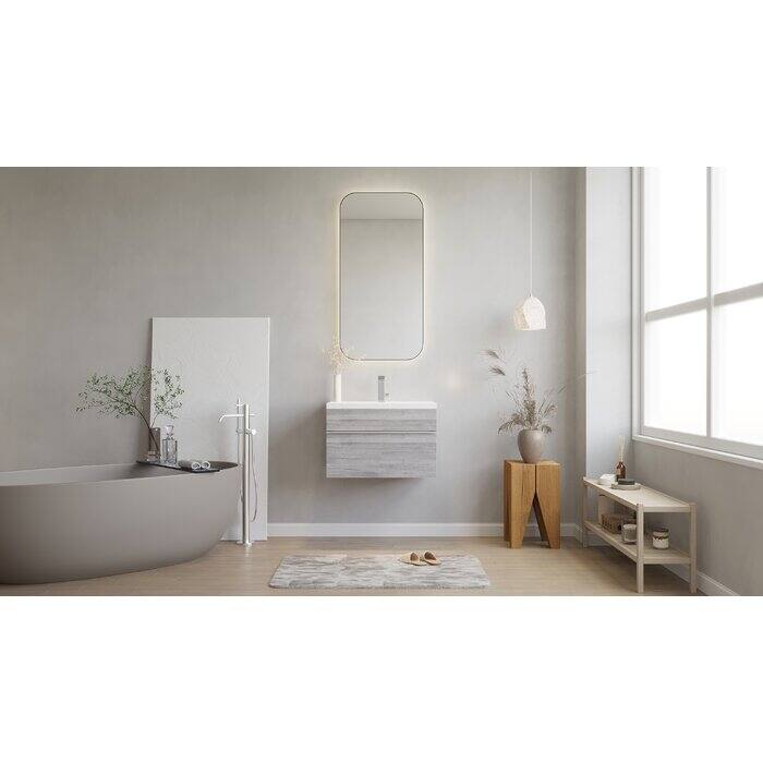 Trough Collection 24" Wall Mount Cultured Marble Bathroom Vanity with Sink and Drawer