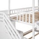 preview thumbnail 5 of 3, White Twin Over Twin Solid Pine Wood House Bunk Bed with Two Drawers and Slide, Storage Steps