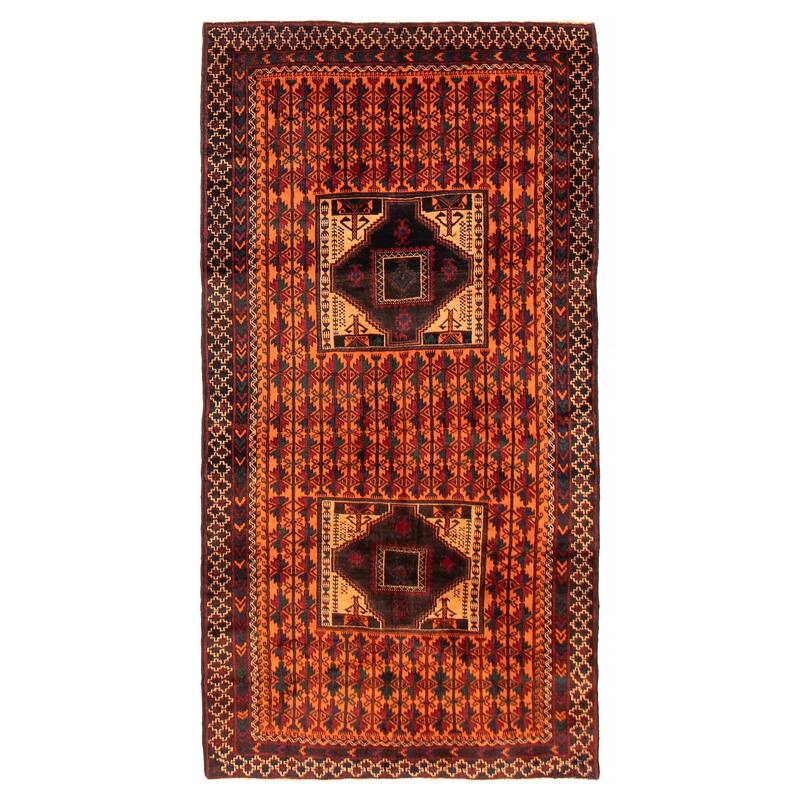 Teimani Orange Rug 3'8" x 7'1" - 3'8 x 7'1 - Orange - 3'8 x 7'1