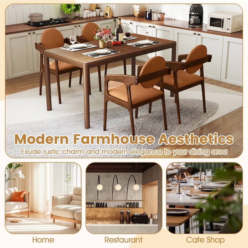 Gymax Wooden Dining Chair Set of 4 w/Rubber Wood Frame Padded Seat &