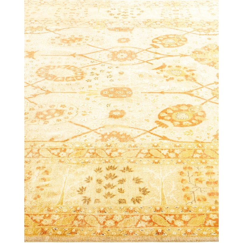 Overton Handknotted Wool Traditional Oriental Ivory Area Rug - 6' x 9'