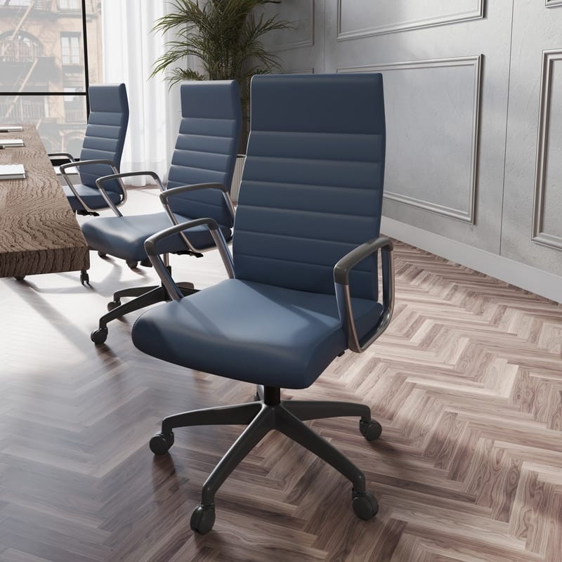 Hilton Modern High Back Ergonomic Leather Office Chair with Adjustable Height, Swivel, and Tilt for Conference or Executive Desk