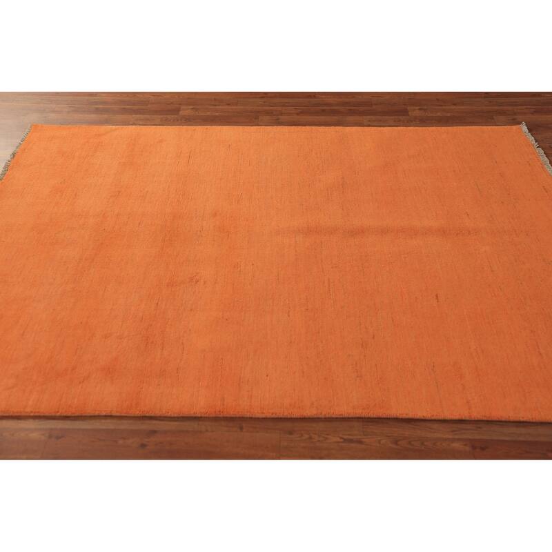 Orange Gabbeh Modern Area Rug Hand-Knotted Wool Carpet - 4'10" x 6'8"