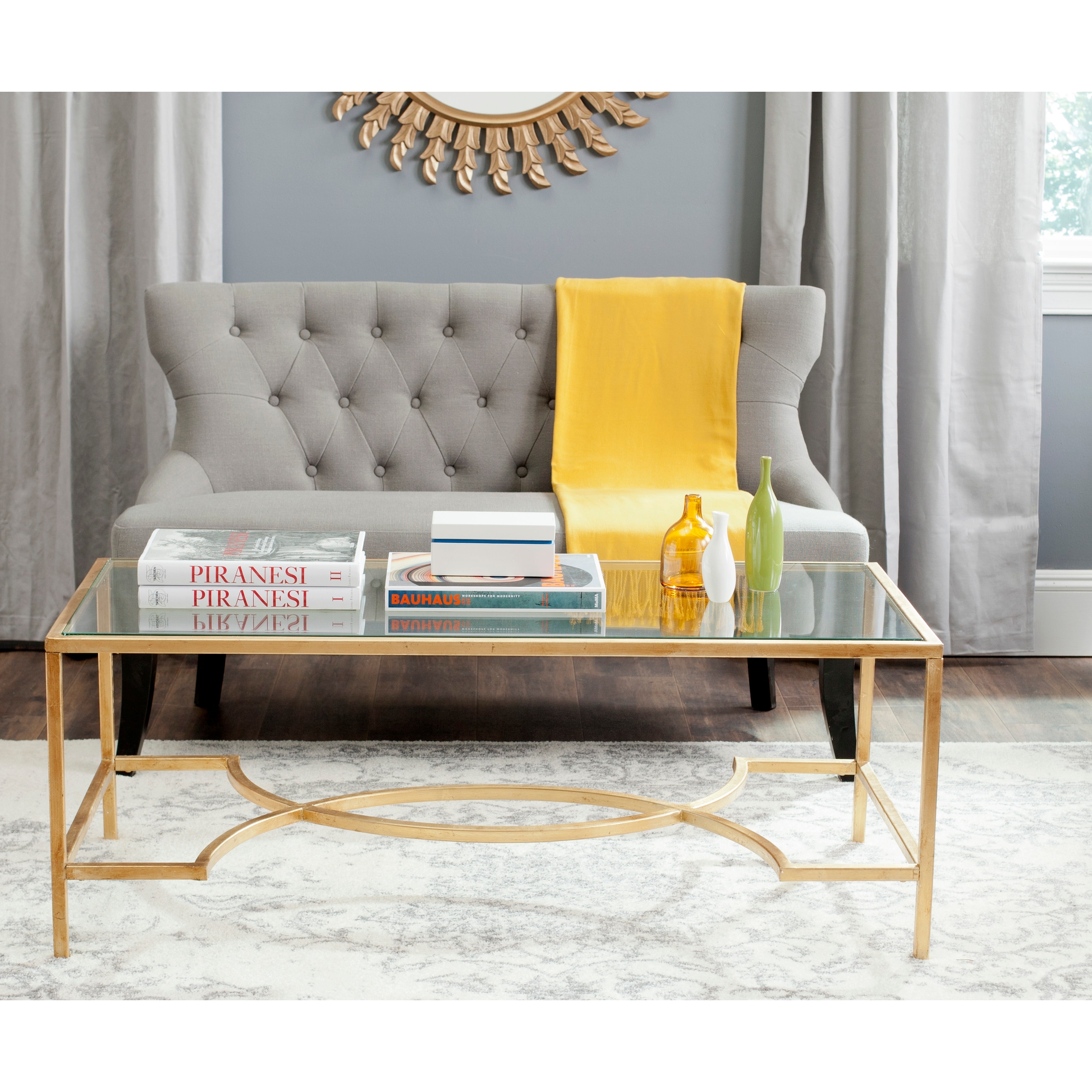 SAFAVIEH Sondra Glam Glass Coffee Table, 48-Inch - 48Wx23Dx18H