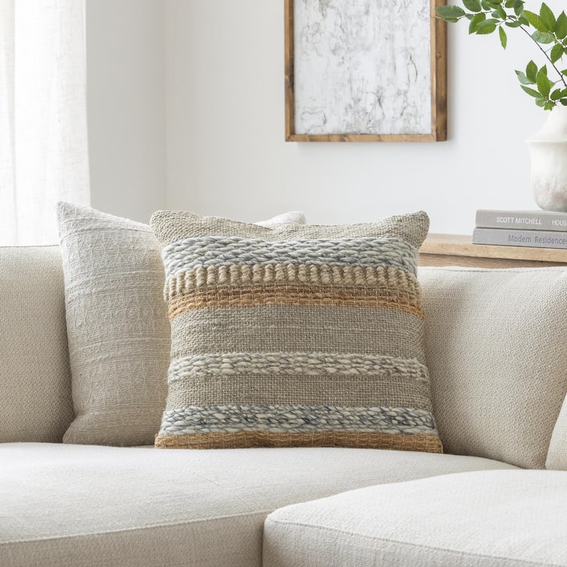 Mekhi Bohemian & Eclectic Abstract Accent Pillow - 22"L x 22"W - Feather Down