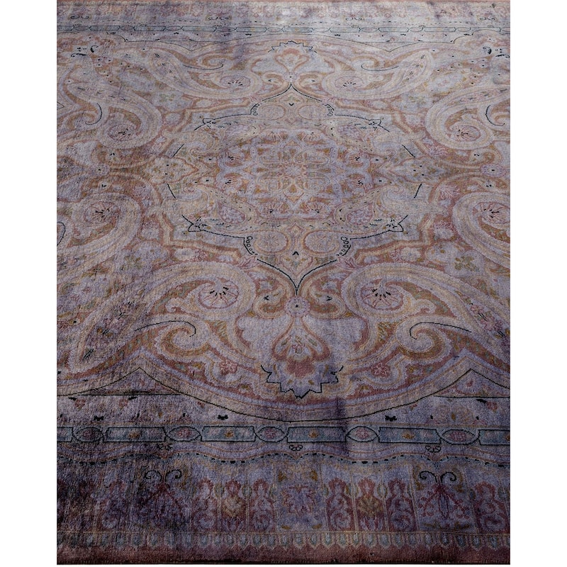 Overton Hand Knotted Wool Vintage Inspired Modern Contemporary Overdyed Gray Area Rug - 6' 2" x 9' 2"