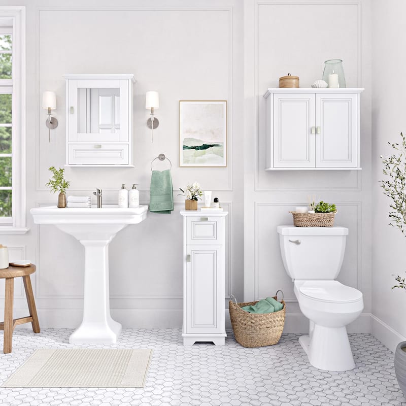 Geneva Two-Door Wall Cabinet with Layered Doors – White