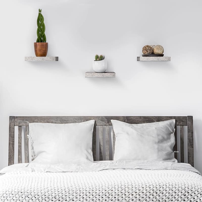 3 Pack Square Mounted Floating Shelves - Rustic Wood Display Ledge Storage Shelf - 9.25" L X 9.25" W X 1.5" H