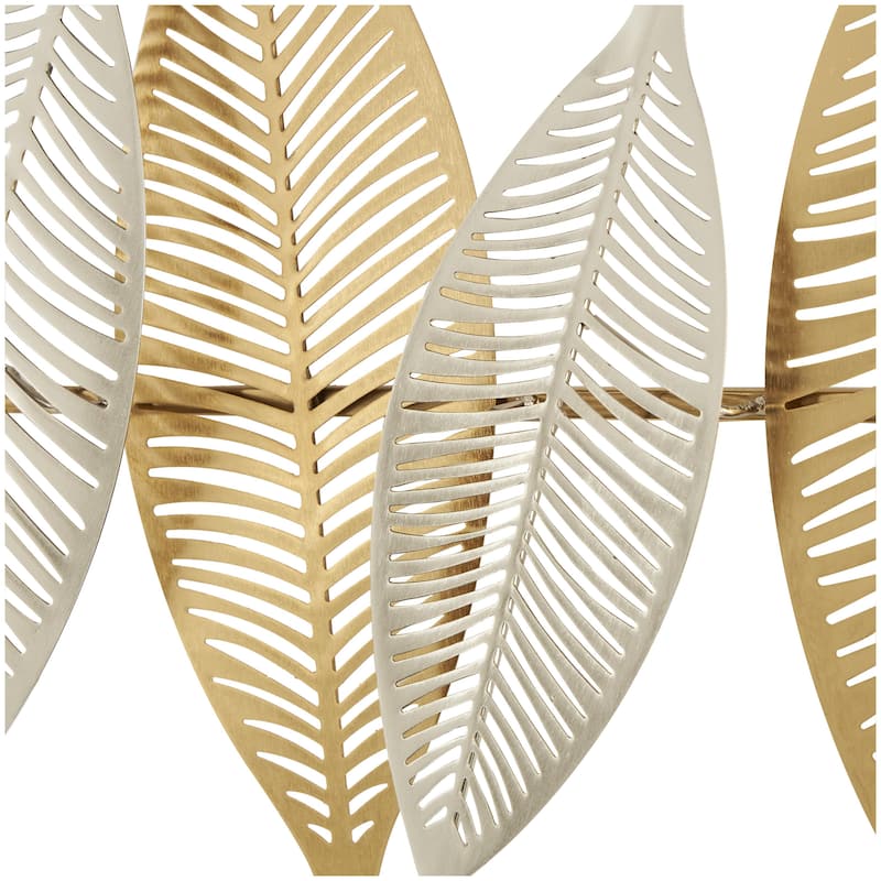 Metal Leaf Metallic Home Wall Decor with Silver Accents - Gold - Roche River Decor