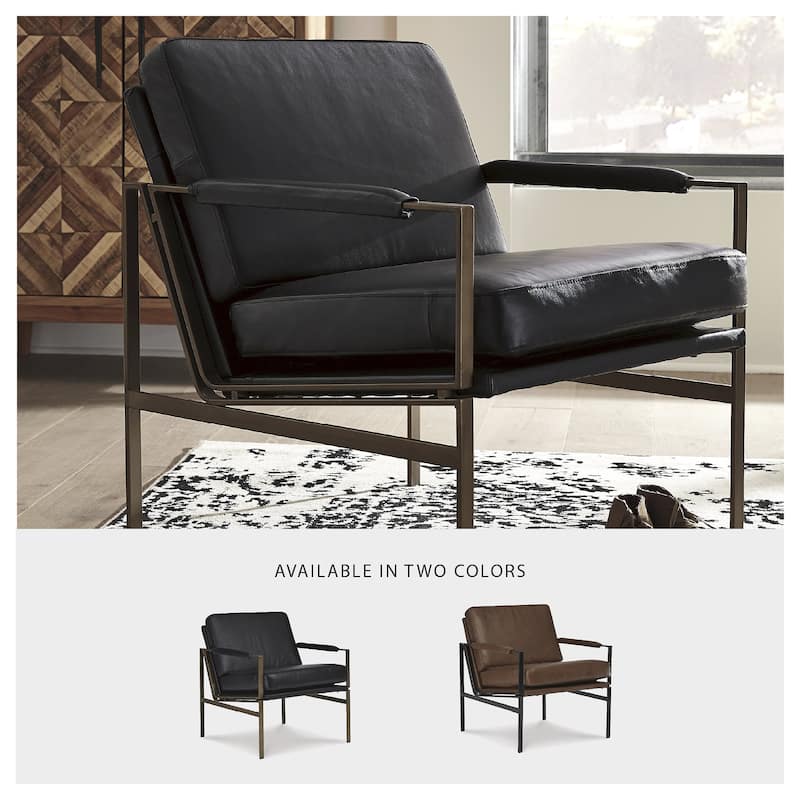 Signature Design by Ashley Puckman Mid Century Modern Leather Accent Chair - 29" W x 31.5" D x 34.25" H