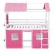 preview thumbnail 16 of 21, Twin Size Bunk Wood House Bed with Elegant Windows, Sills and Tent