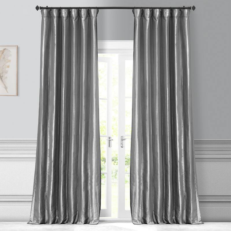 Exclusive Fabrics Solid Faux Silk Taffeta Platinum Single Curtain (1 Panel)