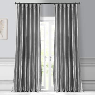 Exclusive Fabrics Solid Faux Silk Taffeta Platinum Single Curtain (1 Panel)