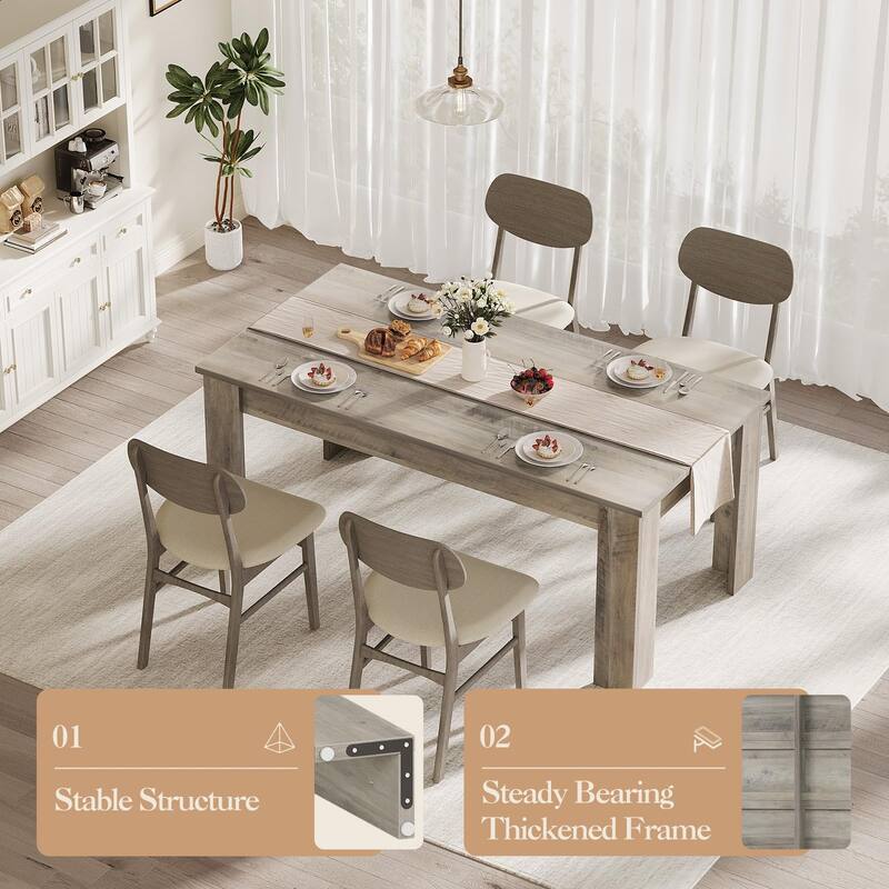 63 Inch Dining Table, Rectangular Dining Table for Kitchen