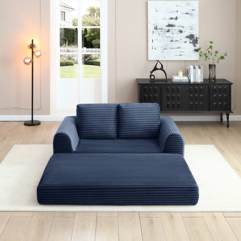 2-in-1 Folding Convertible Sofa Bed, Modern Corduroy Sleeper Couch