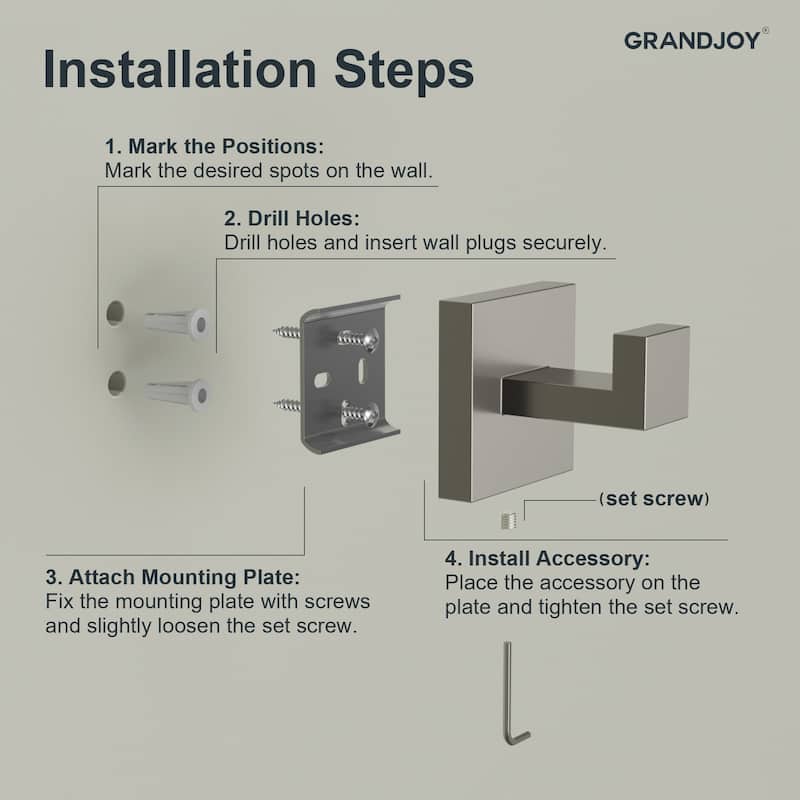 GRANDJOY 2-Handle Bathroom Faucet with 4-Piece Towel Bar Set Combo Kit