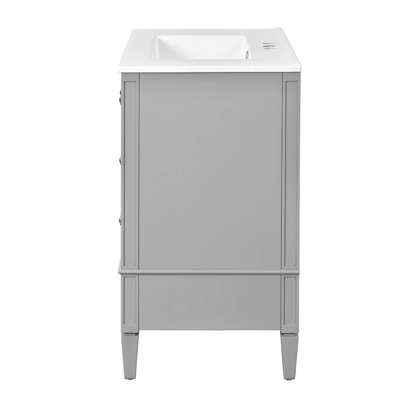 30'' Freestanding Bathroom Vanity with White Integrated Ceramic Sink - 30'' x 18.3'' x 33.78''