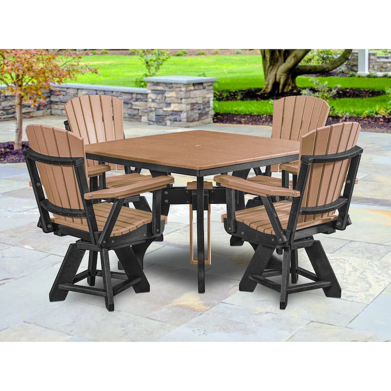 American Furniture Classics Five Piece Square Dining Height Dining Set, Made in the USA - N/A - Cedar on Black