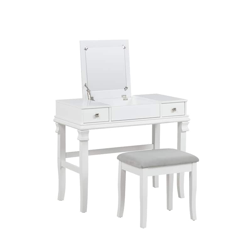 Linon Orhei White Vanity Set
