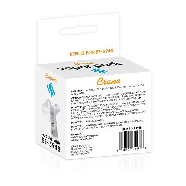 Crane Vapor Pads for Cordless Inhaler (EE5948) Menthol Eucalyptus