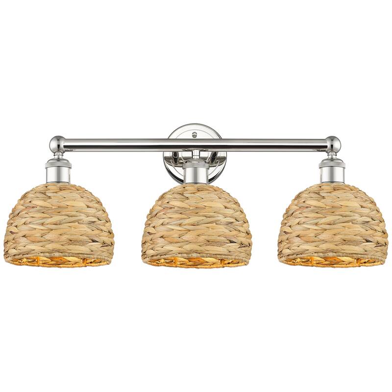 Innovations Lighting 616-3W-11-26 Woven Rattan Vanity Woven Rattan 3 - Polished Nickel / Natural