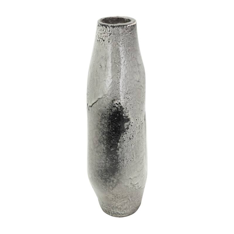 Gray Paper Mache Abstract Circular Vase with Dual Openings