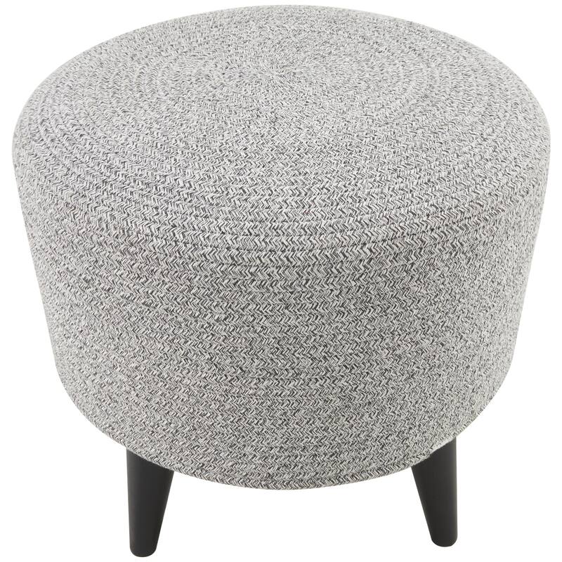 Polyester Chevron Textured Living Room Stool with Black Wooden Legs - Beige or Light Grey - Roche River Decor