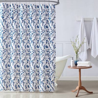 Laura Ashley Elise Cotton Blue Shower Curtain
