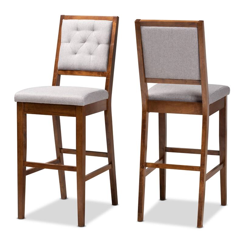 Gideon Modern and Contemporary 2-Piece Wood Bar Stool Set - Grey