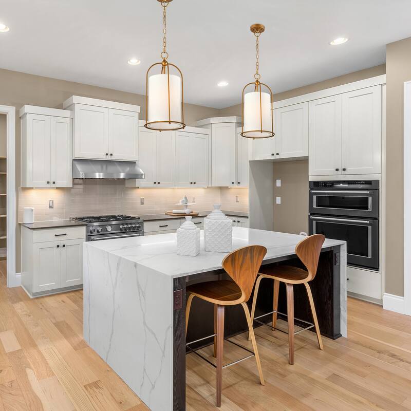 Antique Brass Finish 1-Light 10 in. Cage Pendant with White Fabric Shade