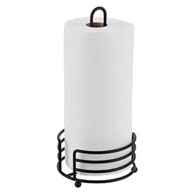 Home Basics Heavyweight Paper Towel Holder, Matte Black, 13.25x6 Inches - Black - 13.25 x 6 Inches