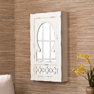 SEI Furniture Hulce Wall Mount Mirror Jewelry Organizer Armoire - 30" H x 17" W x 5.25" D - 30" H x 17" W x 5.25" D