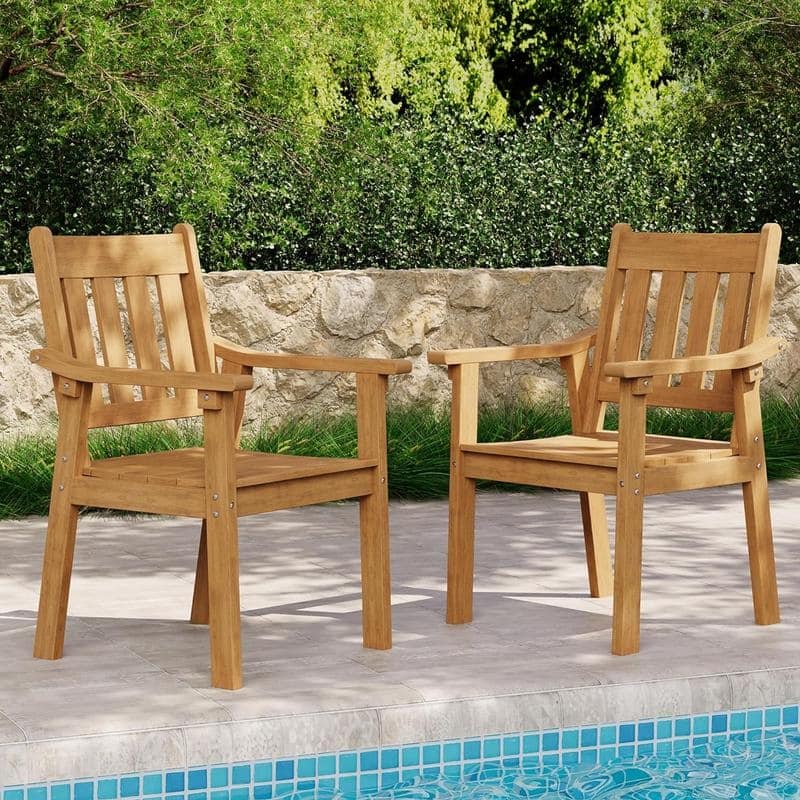 WINSOON HIPS All Weather Outdoor Patio Dining Sets with Umbrella Hole& Aluminum Frame - Teak 2 Chairs