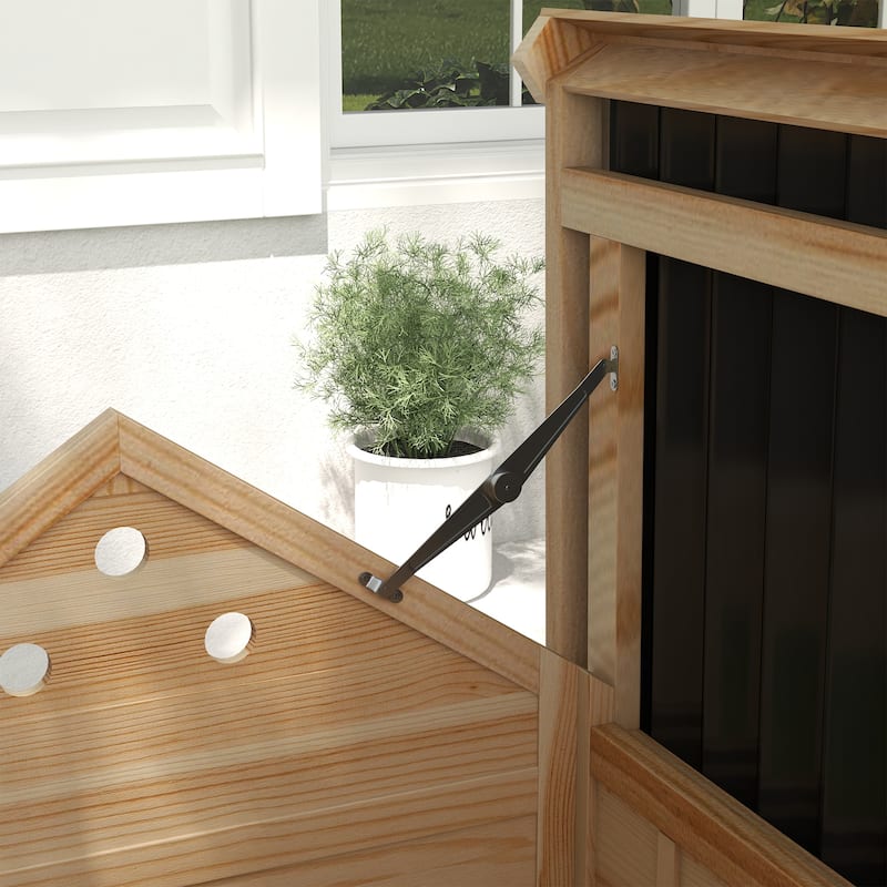 PawHut Duck Coop, Wooden Duck House, Outdoor Small Animal House with Openable Roof, Double Doors, Removable Base