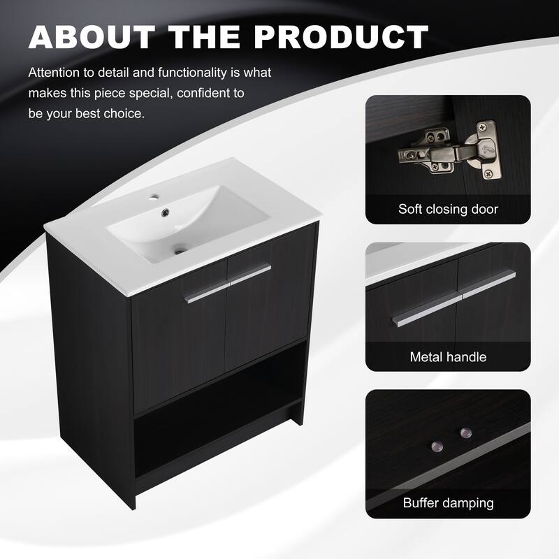 30" Bathroom Vanity with Ceramic Sink