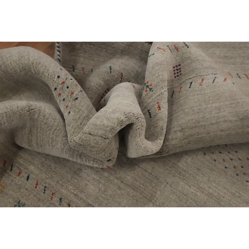 Hand Knotted Oriental 100% Wool Carpet Tribal Animal Pictorial Greys & Charcoal Gabbeh Area Rug - 7' 9'' X 5' 0''