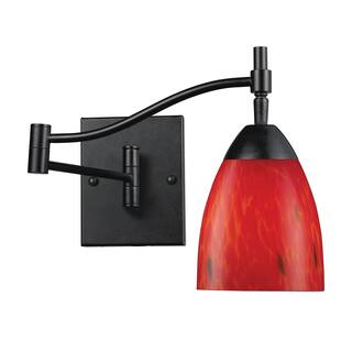 Elk Home Celina Dark Rust With Red Glass 10 Inch Wide Sconce