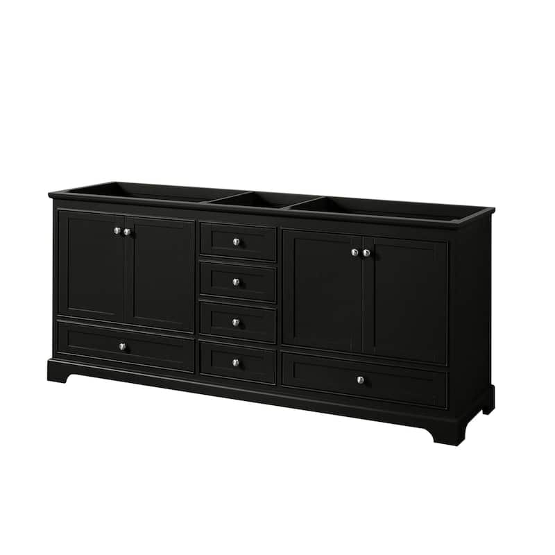 Wyndham Collection Deborah 79" Free Standing Double Wood Vanity - Dark Espresso / Polished Chrome Hardware