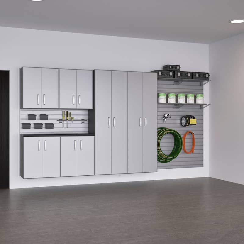 Flow Wall 7 Piece PVC Indoor Cabinet and Shelf Set